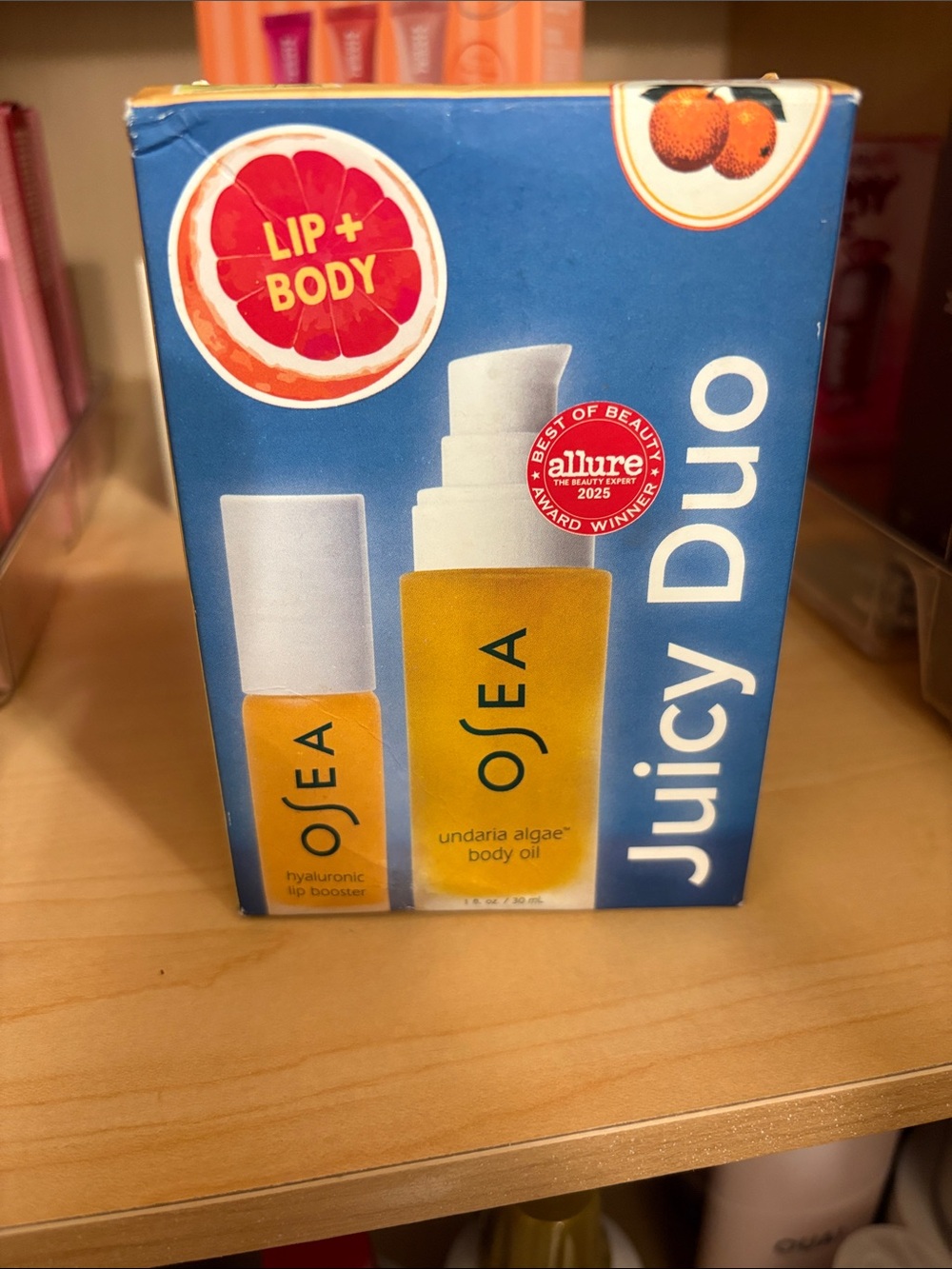 OSEA Juicy Duo Lip + Body Oil Set - Yellow & Blue Box